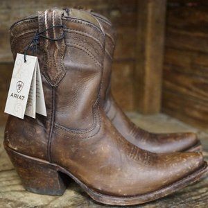 Ariat Women's Naturally Distressed Brown Ankle Cowgirl Boots
